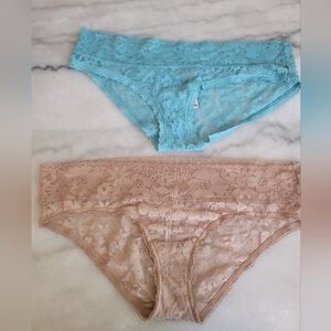 (2) Victoria Secret Lace Hiphugger Panty Size L